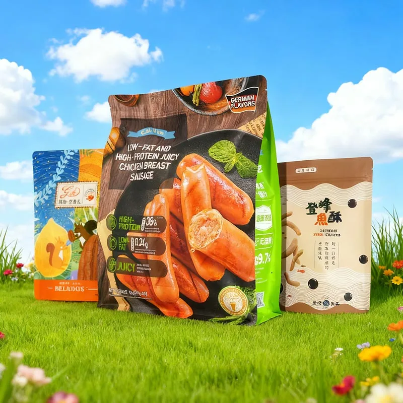 Miljøvennlige emballasjeposer med tørket frukt og nøtter i kraftpapir